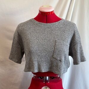 Ardene Charcoal Ribbed Crop Top SM457